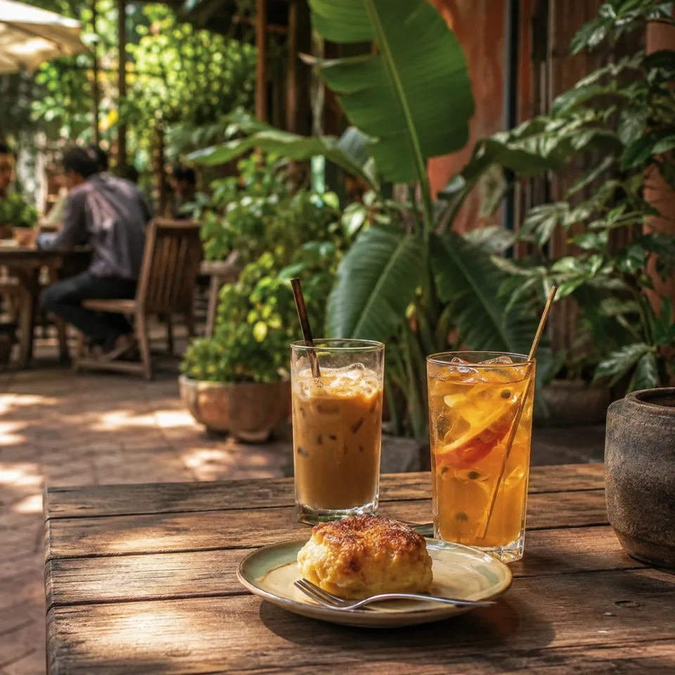 Bàn ăn tại Tiệm Trà Nhà Mỡ